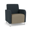 Lesro Siena Lounge Reception Guest Chair, Brushed Steel, RS NightSky Back, MD Farro Seat, RS NightSky Panels SN1101